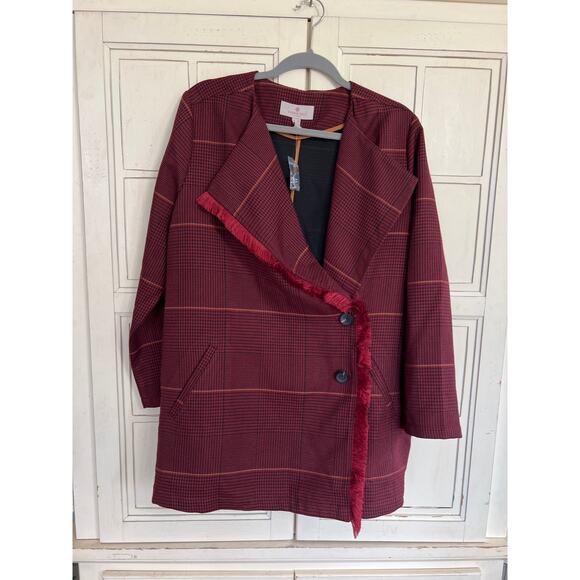 NWOT Laurie Felt size medium Zoe plaid wrap coat jacket - Picture 2 of 6